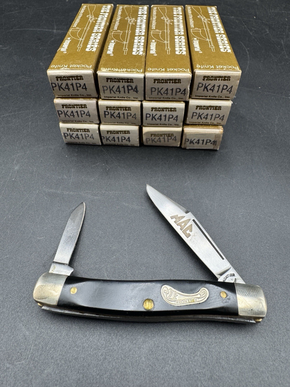 NEW VTG MAC TOOLS IMPERIAL PK41P4 FRONTIER KNIFE DOUBLE BLADE BLACK USA 1975 BOX