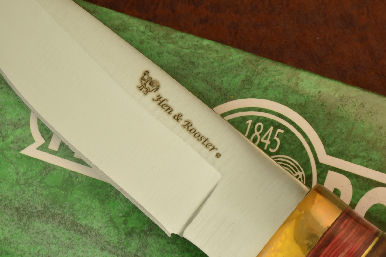 HEN & ROOSTER STAINLESS STEEL INDIA STAG FIXED BLADE HUNTING KNIFE NICE (36376)