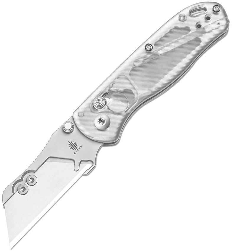 Kizer Drop Bear Utility Clutch Lock 2″ Clear Acrylic Folding Knife V3619JA5