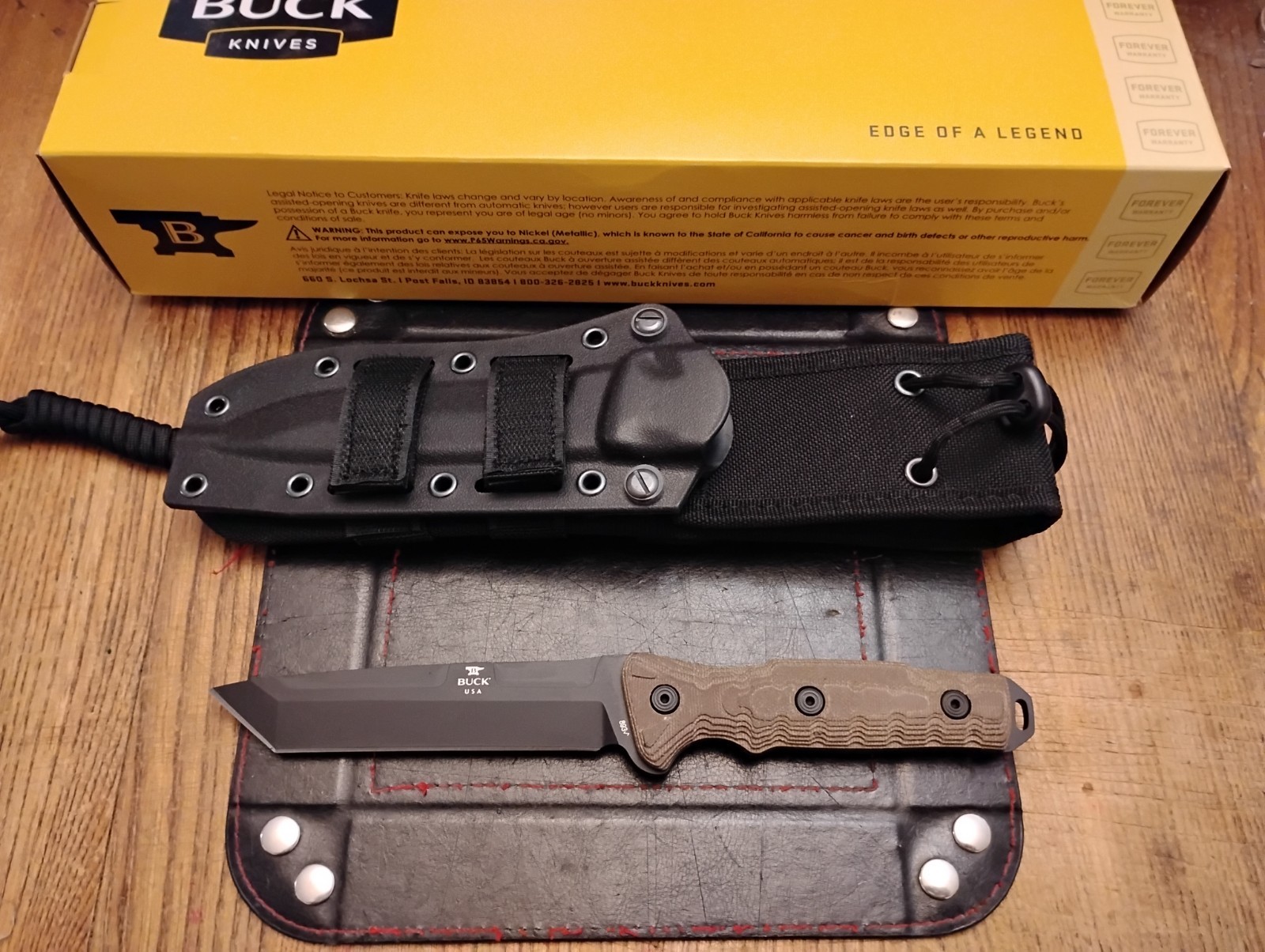 Buck USA 893 Tanto Combat 5.5″ 5160 Blade Micarta Handle Molly Sheath