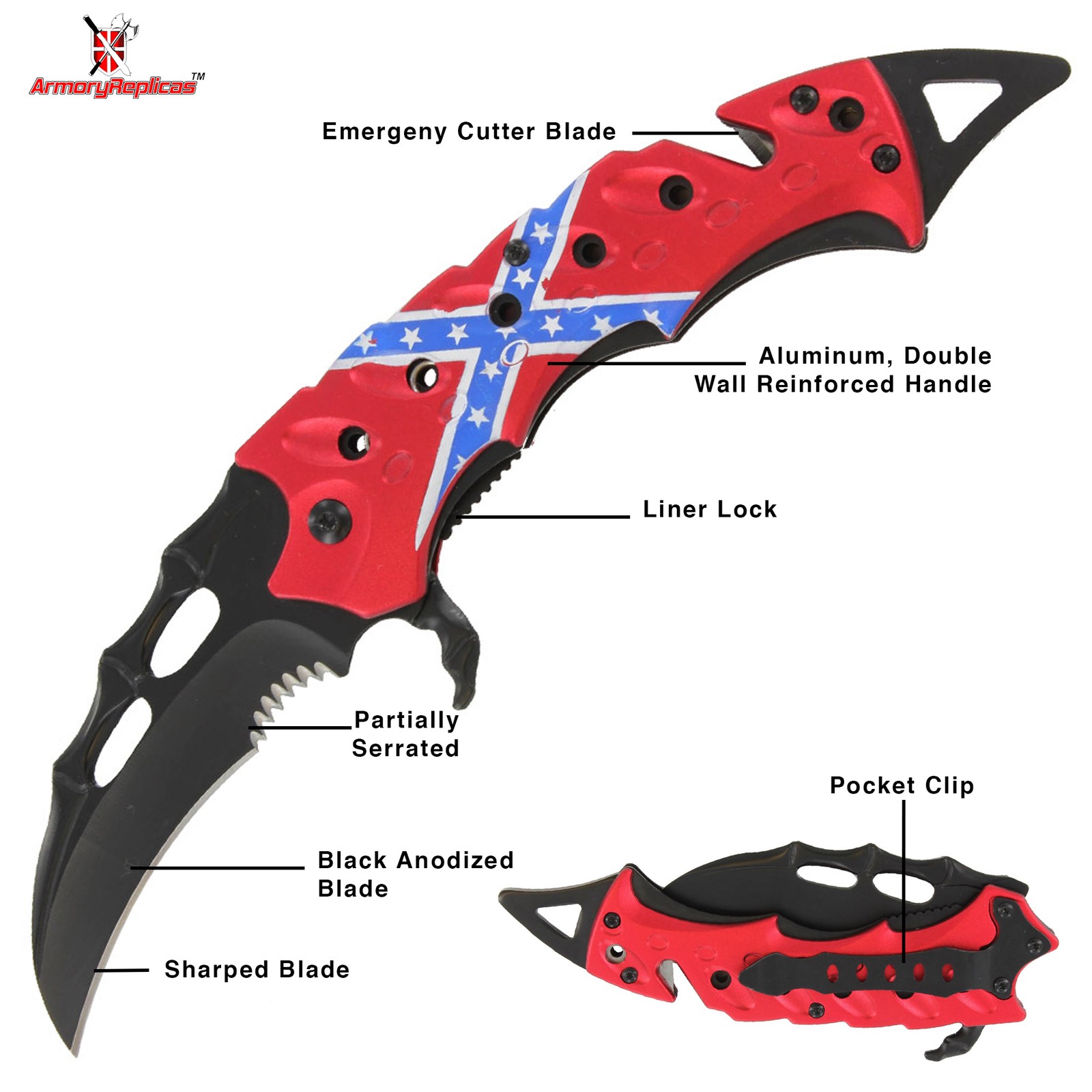 Tactical Karambit Spring Assist Claw Knife EDC Folding Blade with Serration