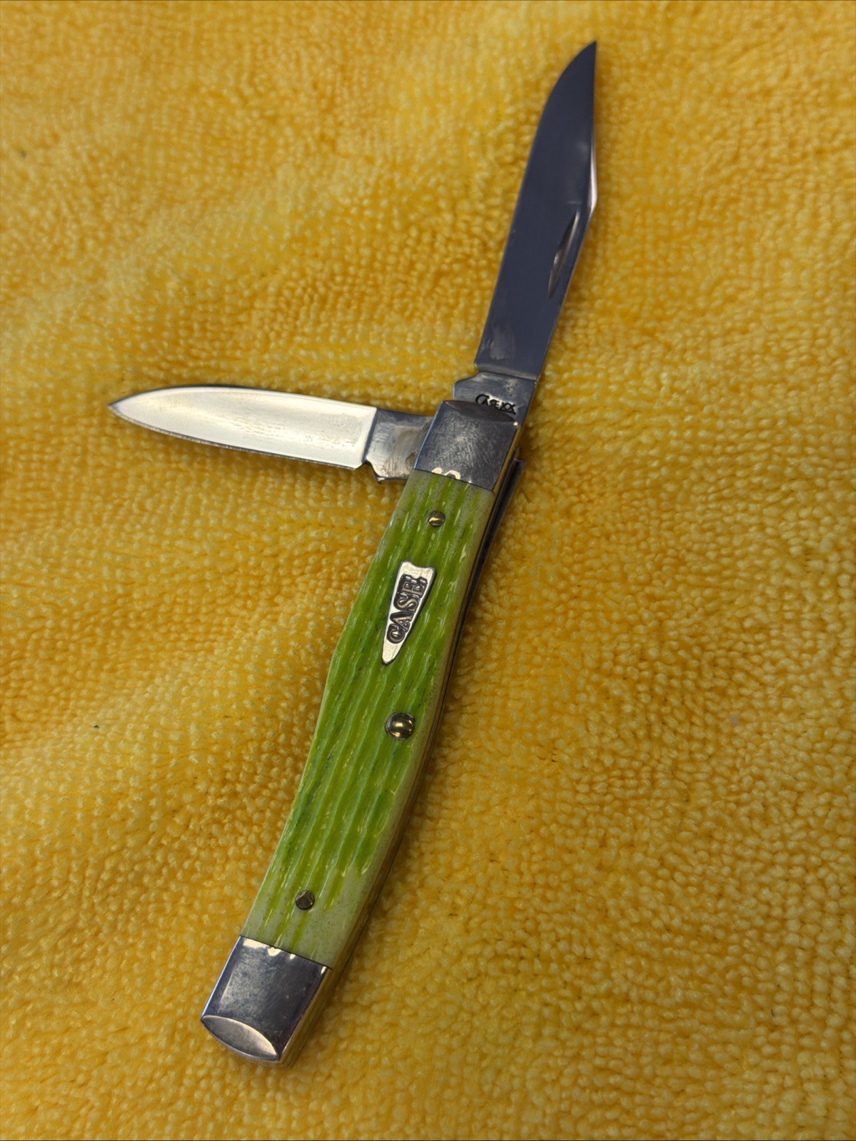 Case XX Lime Green Jigged Bone 3.5″ Medium Texas Jack 62032 SS Rare Wow!