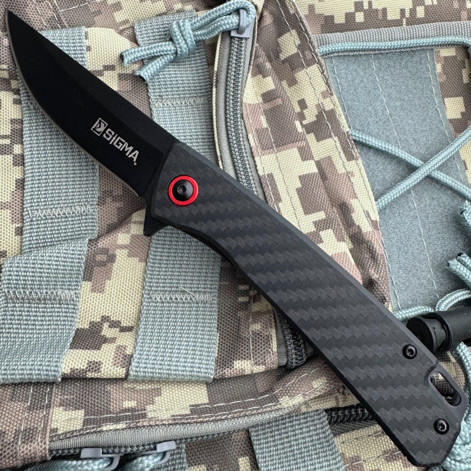 Black Outdoor Survival Ball Bearing Blade Carbon Fiber EDC Folding Pocket Knife