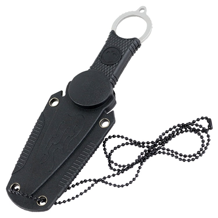 TheBoneEdge 7″ Fixed Blade Tactical Survival Neck Knife With Sheath Black Handle