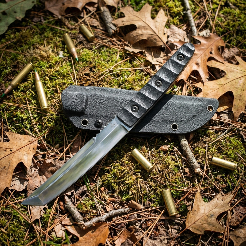 Fixed Tanto D2 Steel Blade Japanese Style Knife G10 Handle & Kydex Sheath EDC
