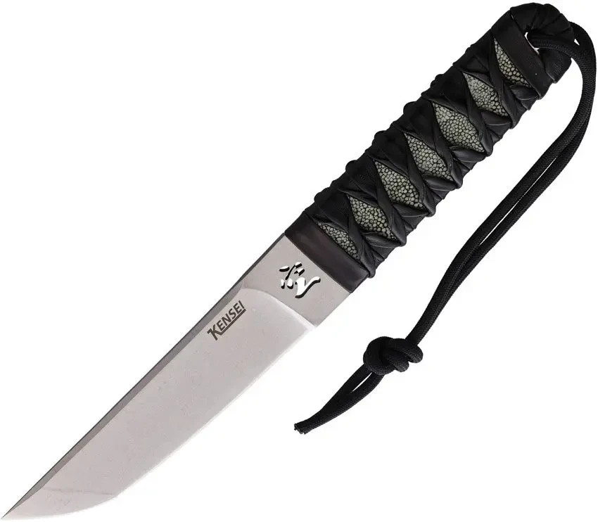 Kensei Oni-Shin Full Tang Japanese Tanto Fixed Blade Knife KE011 Leather Sheath