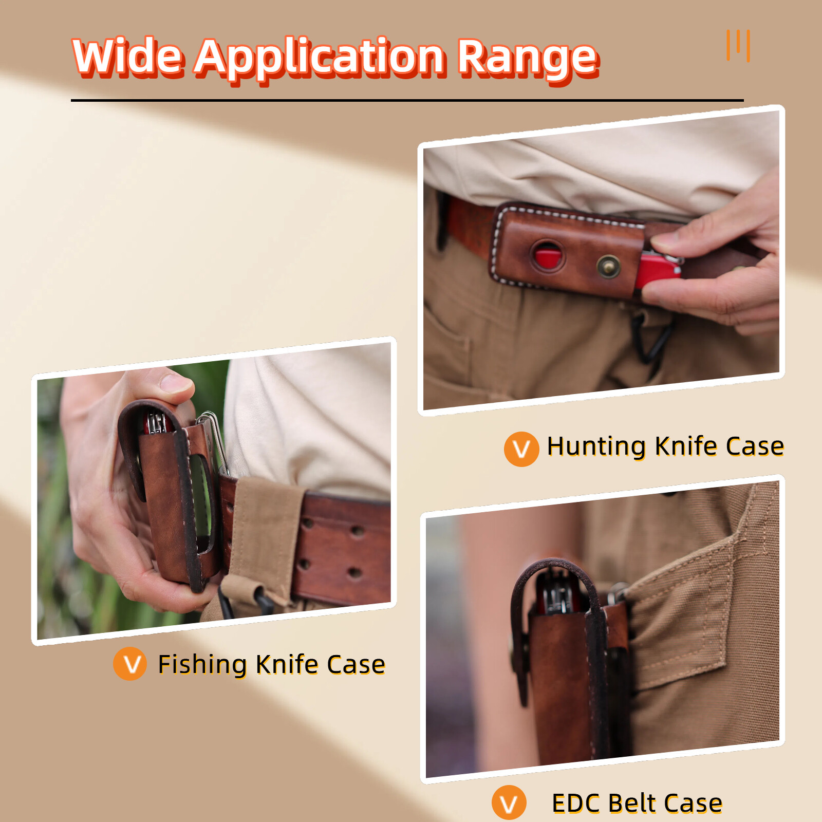 TOURBON Leather Folding Knife Sheath Pocket Knives Case Belt Clip on Pouch