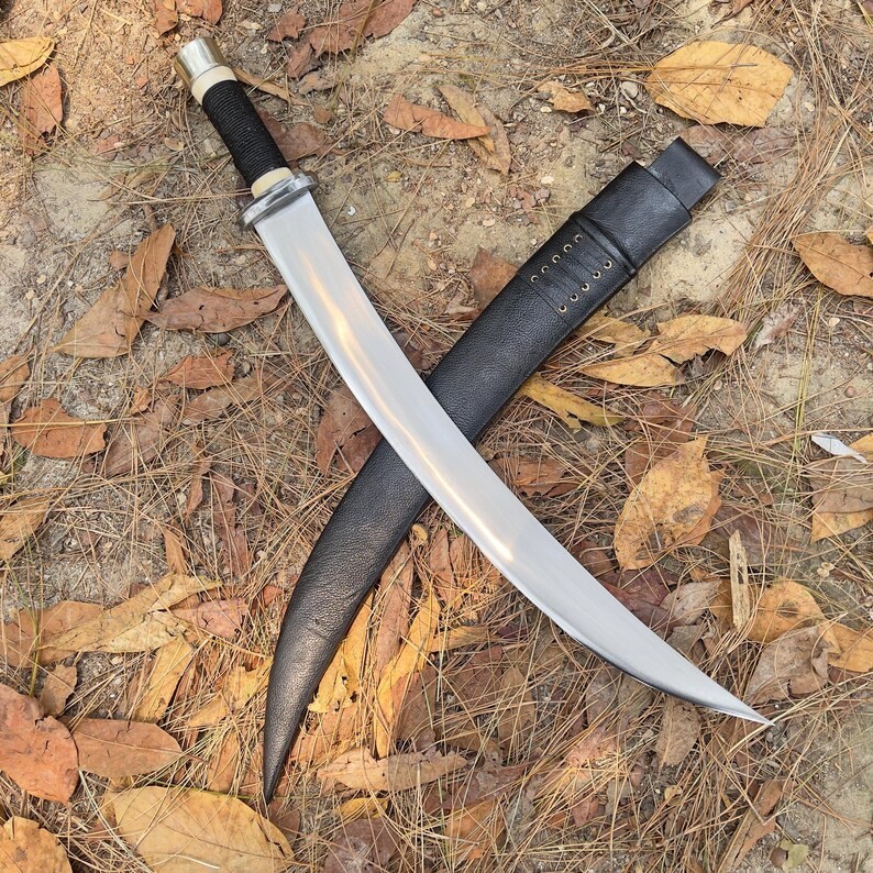 Unique Bone Handle Viking Knife | Handmade Carbon Steel Blade Camping 25 inches
