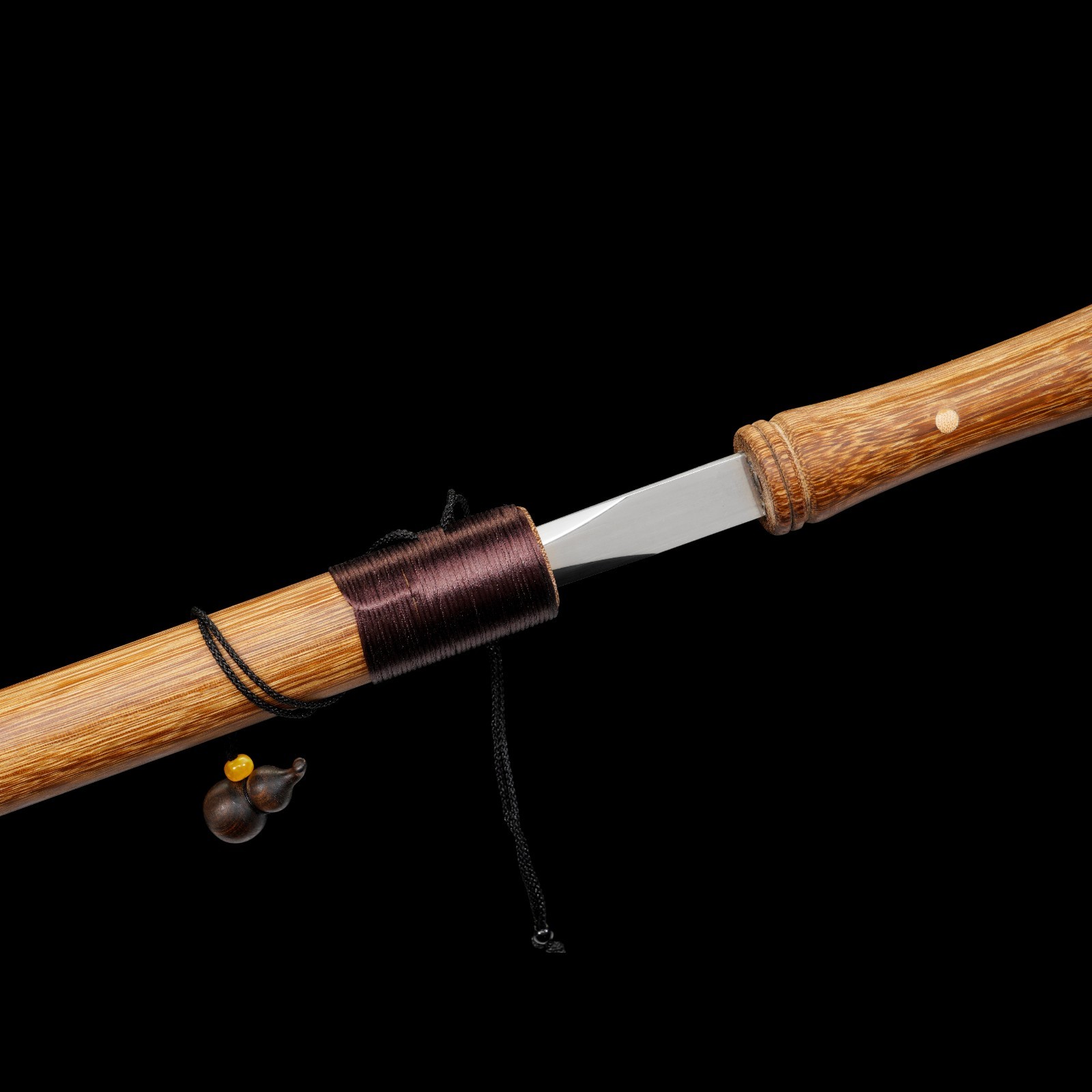 Collectible Chinese Wenwan Slim Sword Manganese Steel Blade Wenge Wood Scabbard