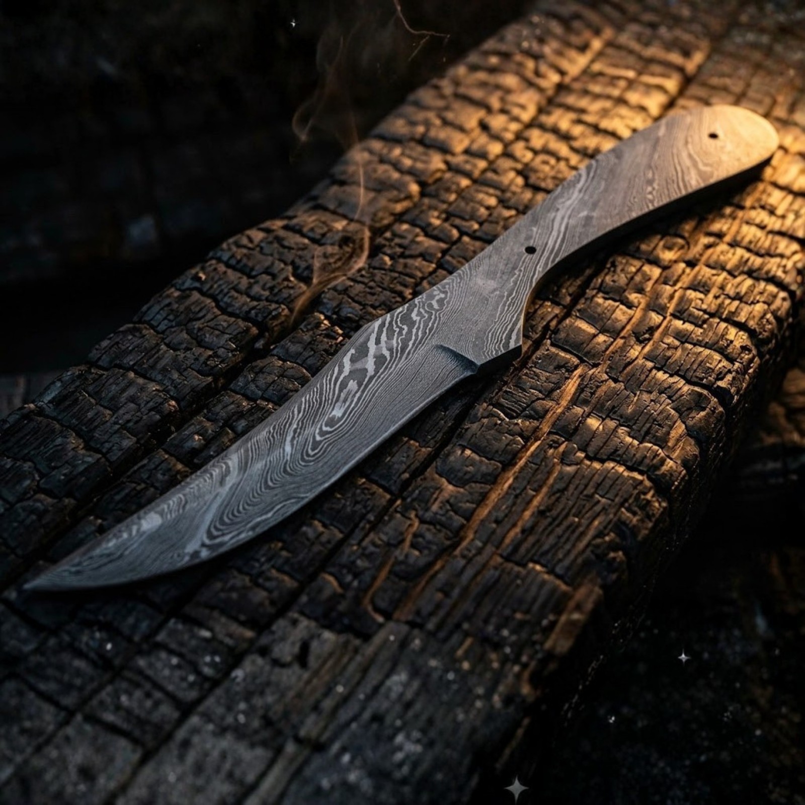 Hand Forged Blade Blank Damascus Skinning Hunting Knife Full Tang DIY Supply