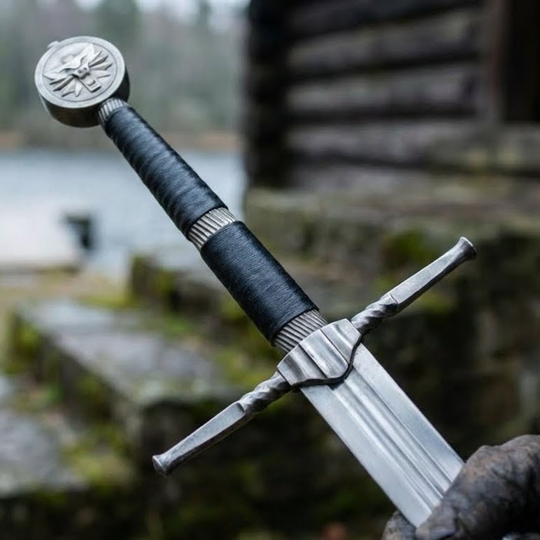 Geralt of Rivia 38″ Handmade White Wolf Sword Movie Stainless Steel Replica