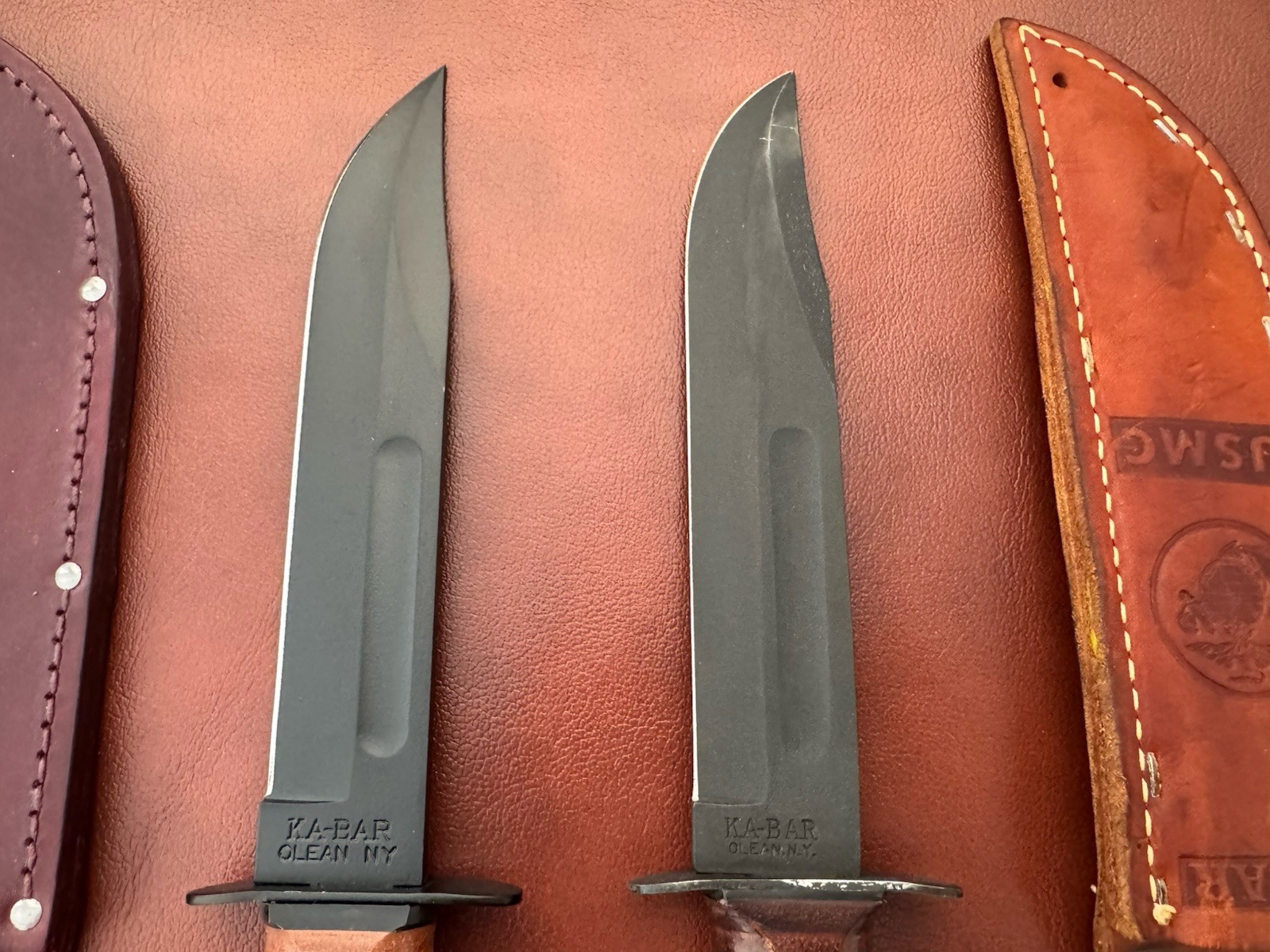 Lot Of 2 Ka-Bar 1217 USMC Fixed Blade Fighting Knives Made In USA