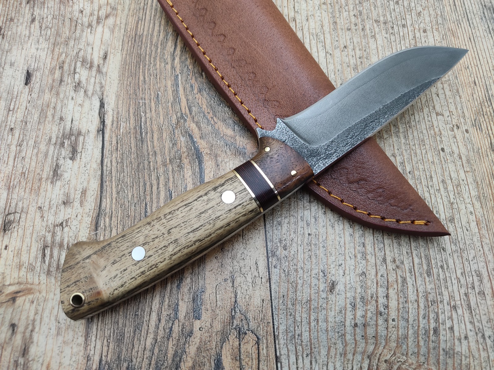 Custom Handmade 1095 High Carbon Steel Fixed Blade Hunting Knife Wood Handle