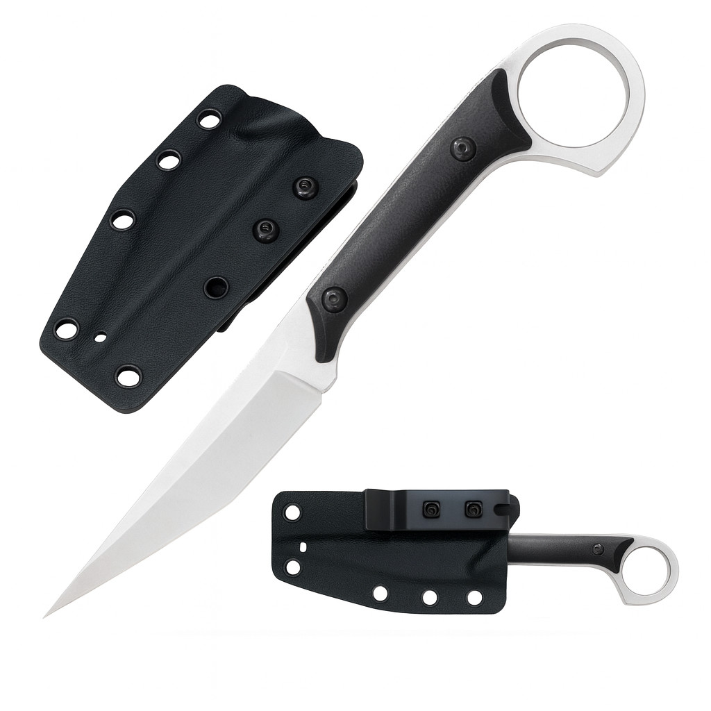 ELITEDGE Fixed Blade TACTICAL DAGGER Stainless EDC Belt Knife & Kydex Sheath