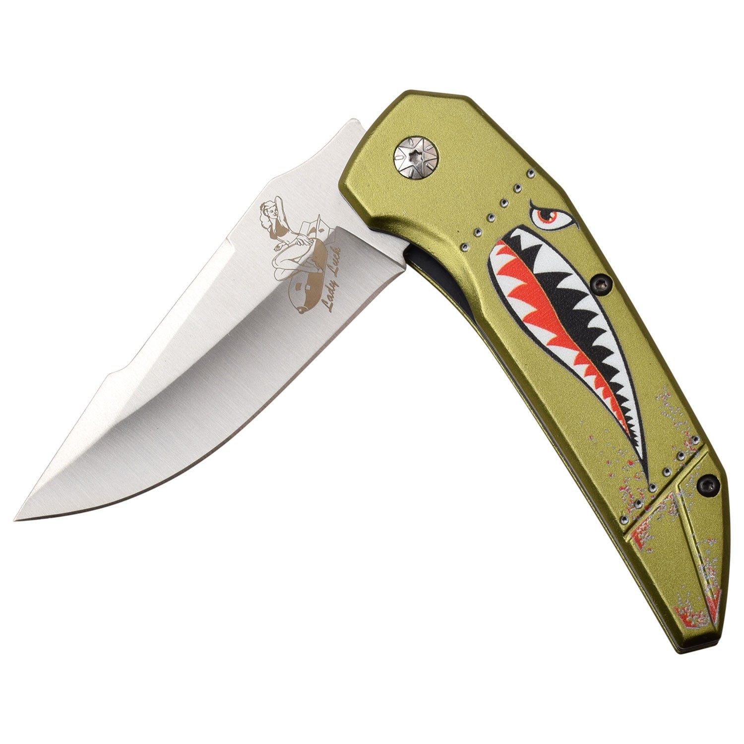 MTech USA Spring Assisted Knife w/Anodized Aluminum Handle & Pocket Clip-Shark