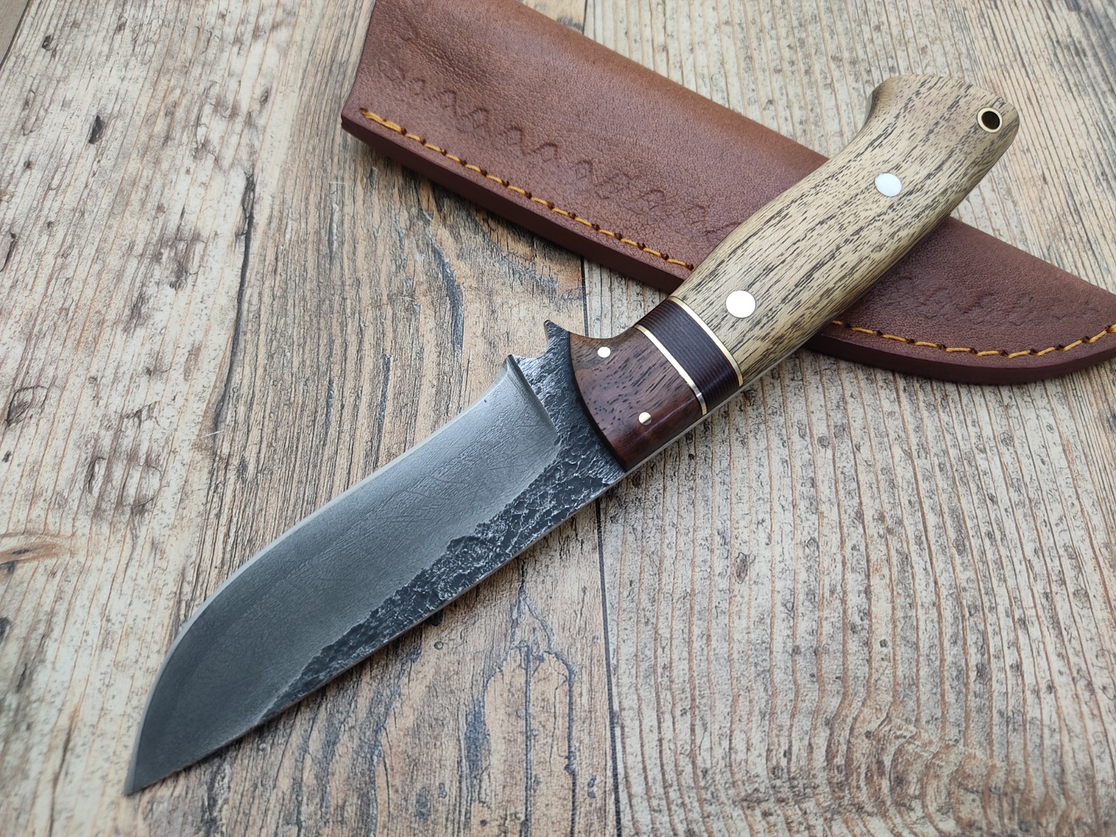 Custom Handmade 1095 High Carbon Steel Fixed Blade Hunting Knife Wood Handle