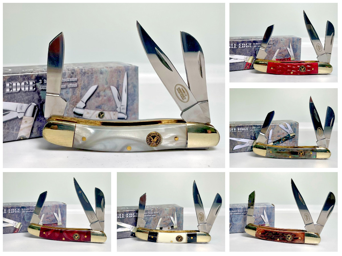 NEW! Kentucky Cutlery – EAGLE EDGE – Pocket Knife, Stockman THREE Blade, 3.25″