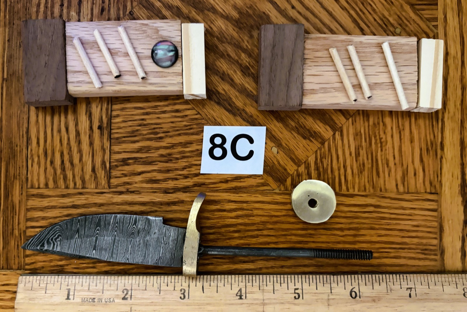 6″ – DAMASCUS STEEL KNIFE-MATERIAL-HARD WOOD HANDLE KIT #6C, 7C, 8C