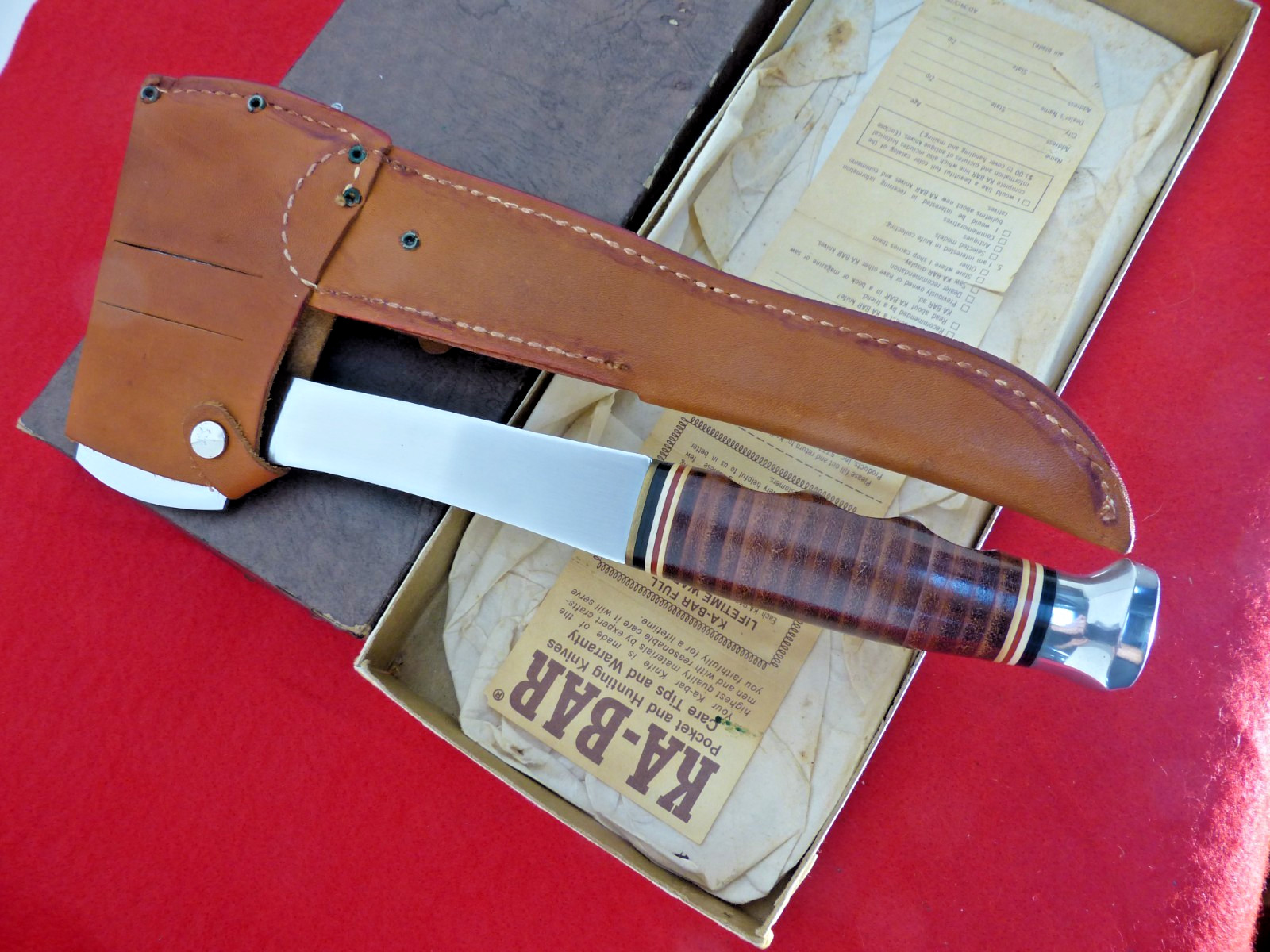 Vintage Kabar Ka-Bar leather hatchet axe ax & knife mint/box set FREE SHIPPING