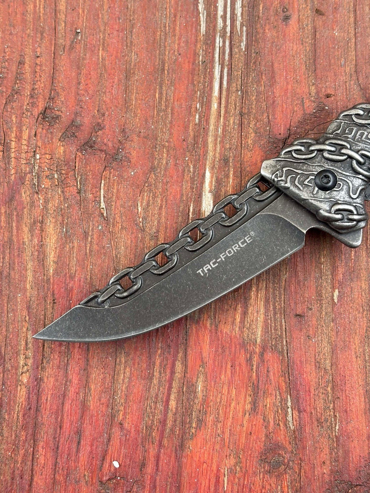 Chain Design Stainless Steel Handle Spring Assist Pocketknife Chain Unique Blade