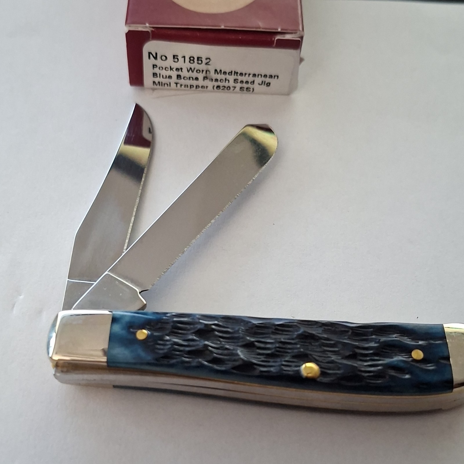 Case XX Mini Trapper 51852 Blue Bone 2-Blade SS Slipjoint Under 2.75in 2007