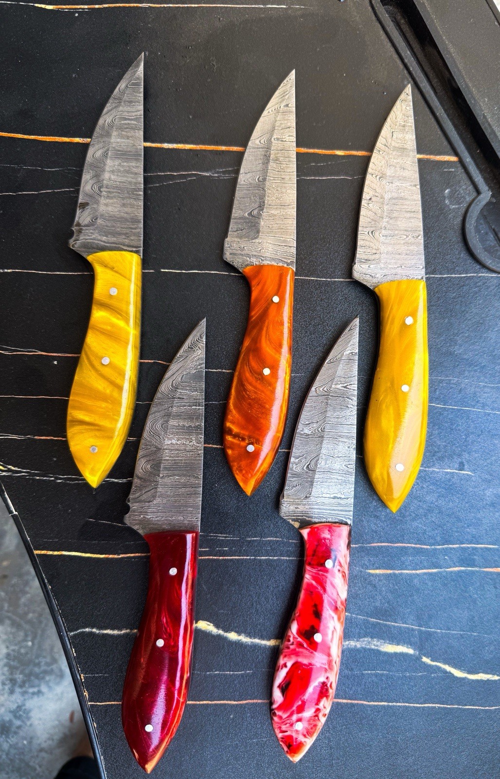 LOT OF 50 8 Inches Handmade Damascus Steel Skinner Knives Rasin Handles
