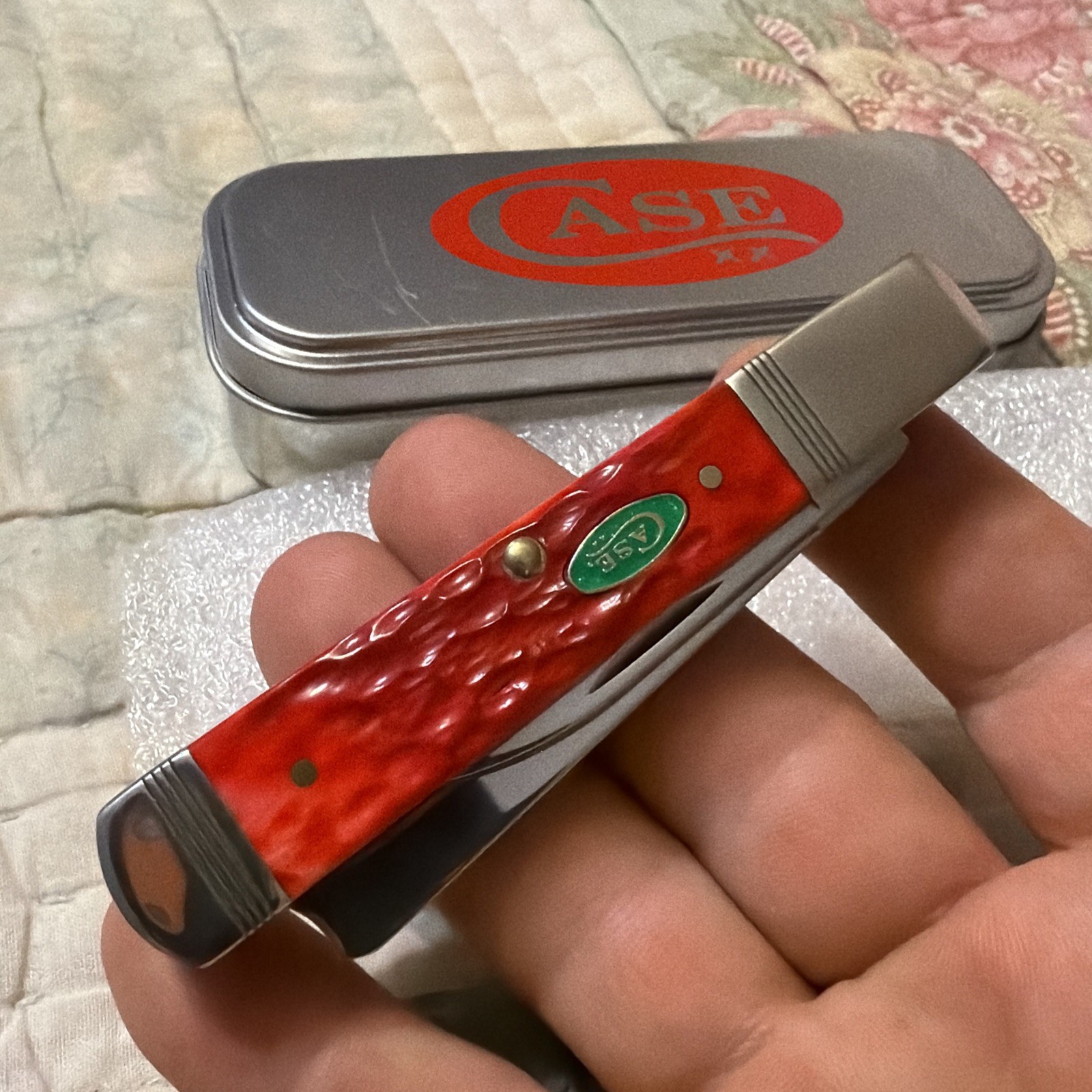 🔥🔥2024 Case XX Magicians Razor Green & Red Bone In Tin Opened 10933