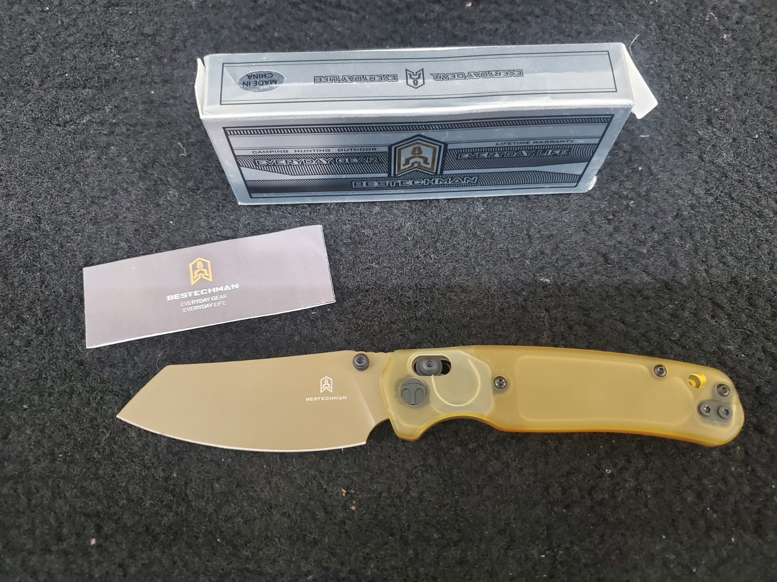Bestechman BMK06D Cicada’s Wing B-Lock Knife Gold 10Cr15MoV New Open Box