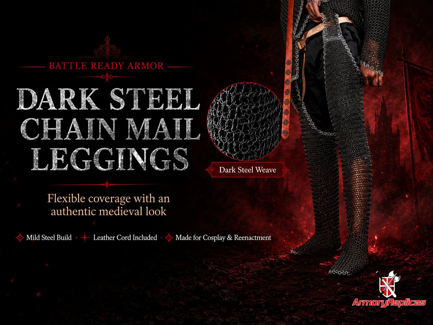 Medieval Warrior Battle Ready Chausses Chain Mail Leggings Costume Cosplay