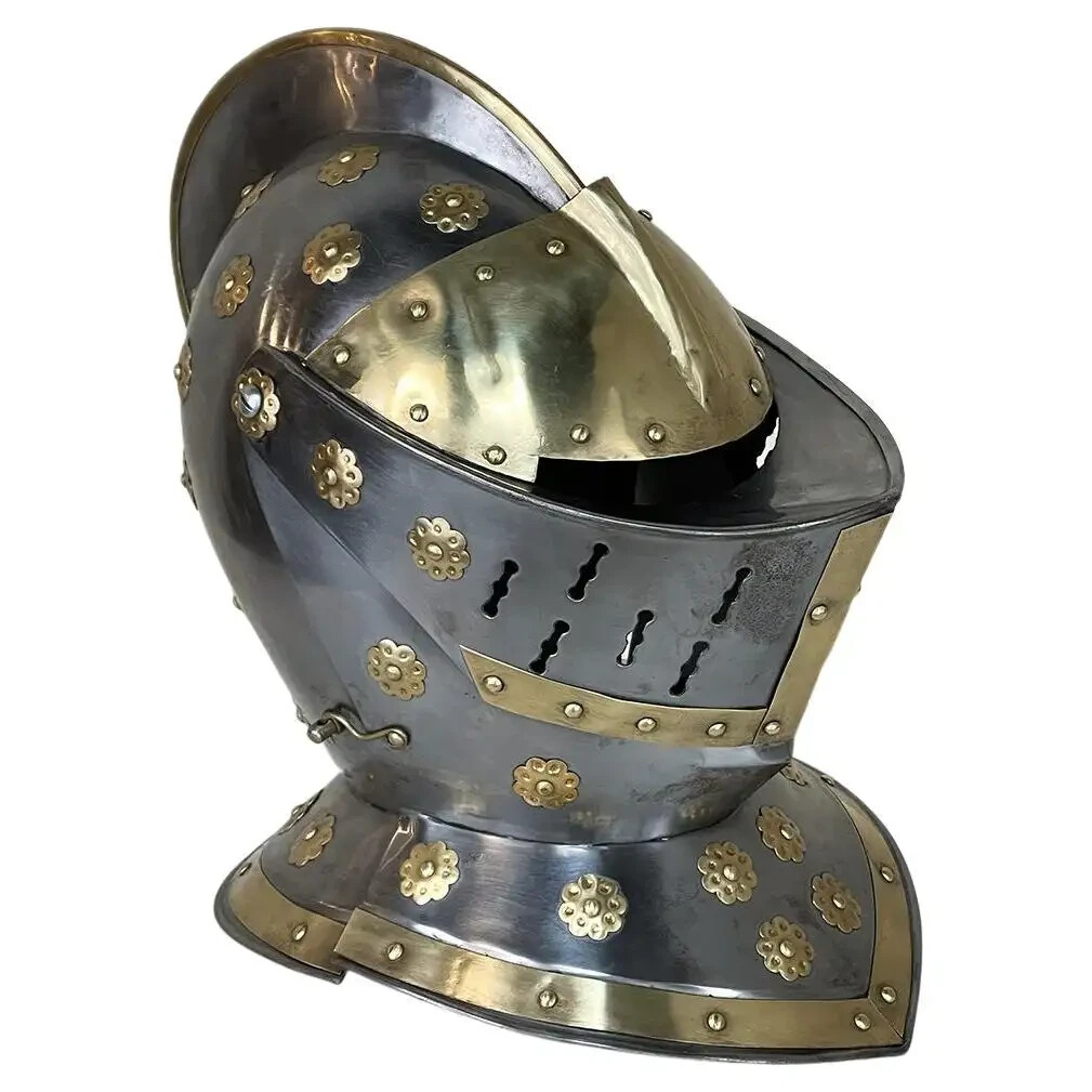Vintage French Medieval Knight’s Helmet in Brass for Best gift