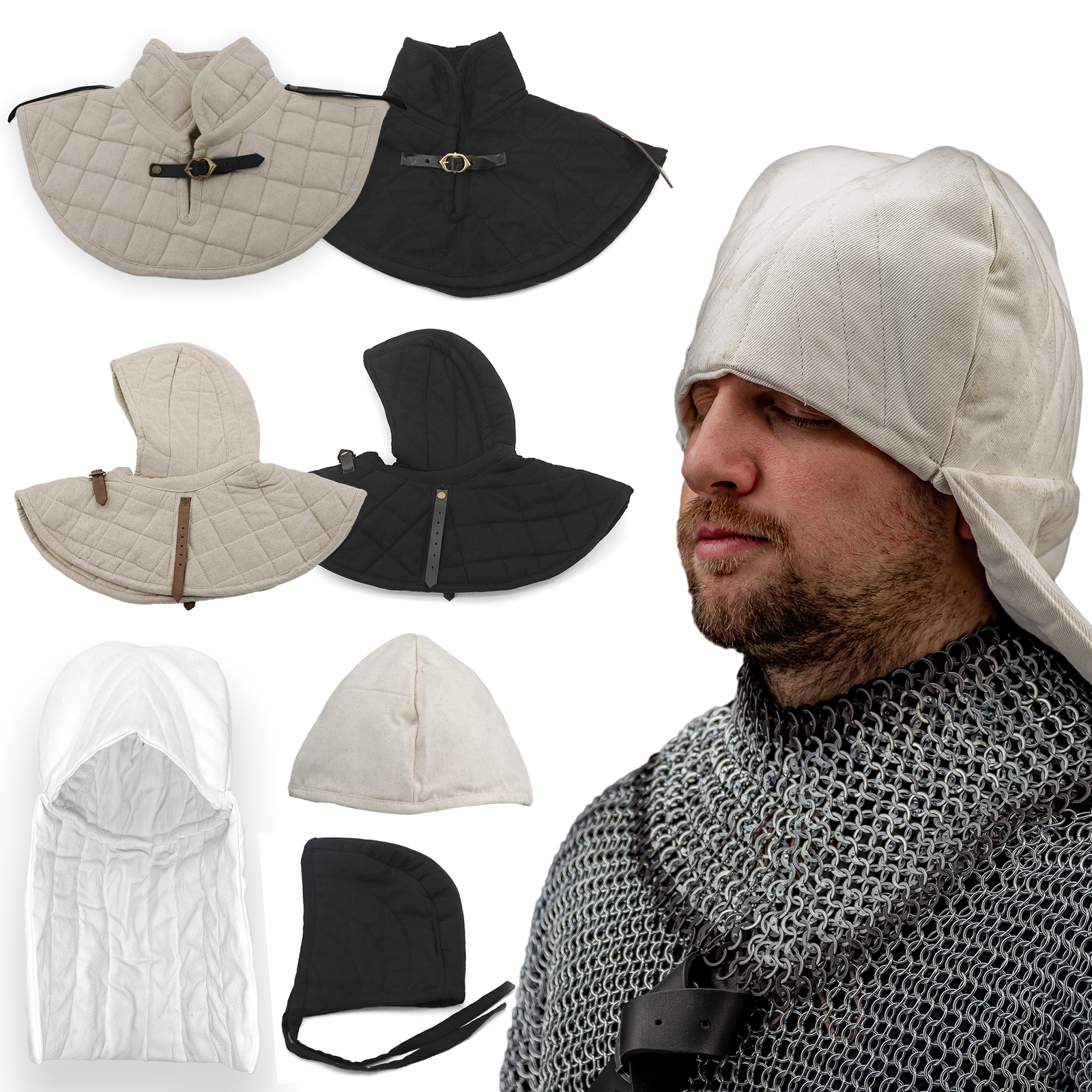 Medieval Arming Cotton Padded Collar and Caps – Enigmatic Collection