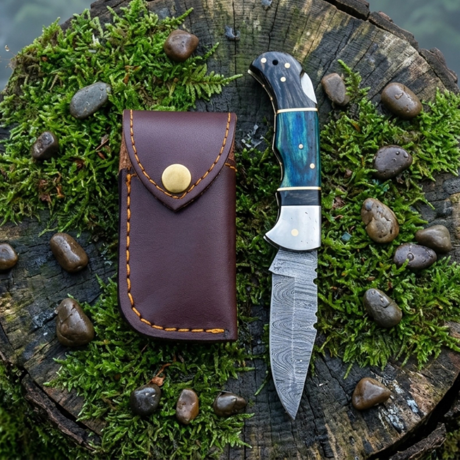 Custom Handmade Damascus Steel Pocket Knife Folding Knife, Hunting/ Camping EDC