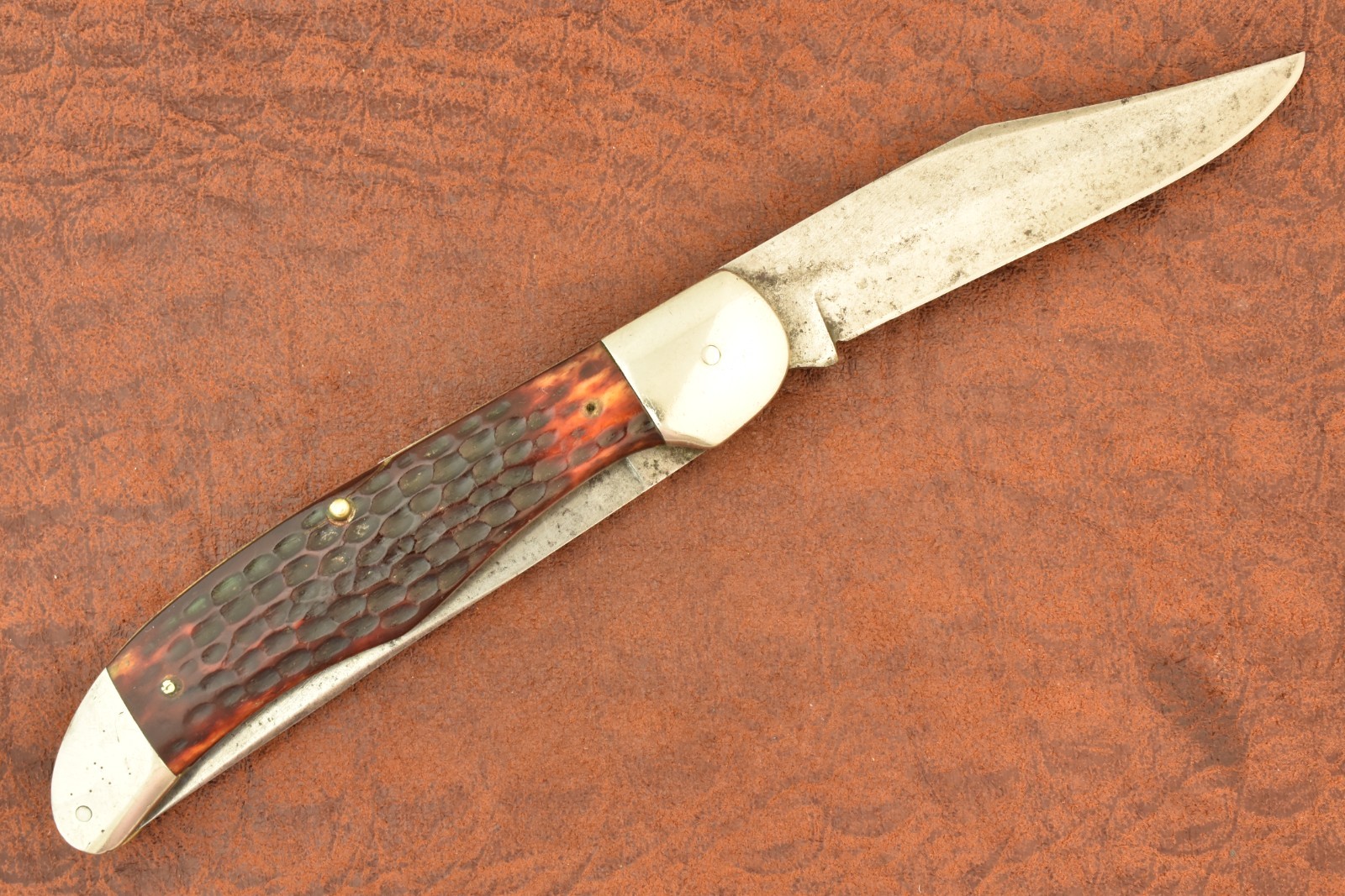 VINTAGE CASE XX 1940-1964 RED BONE JUMBO FOLDING HUNTER KNIFE 6265 SAB (36080)