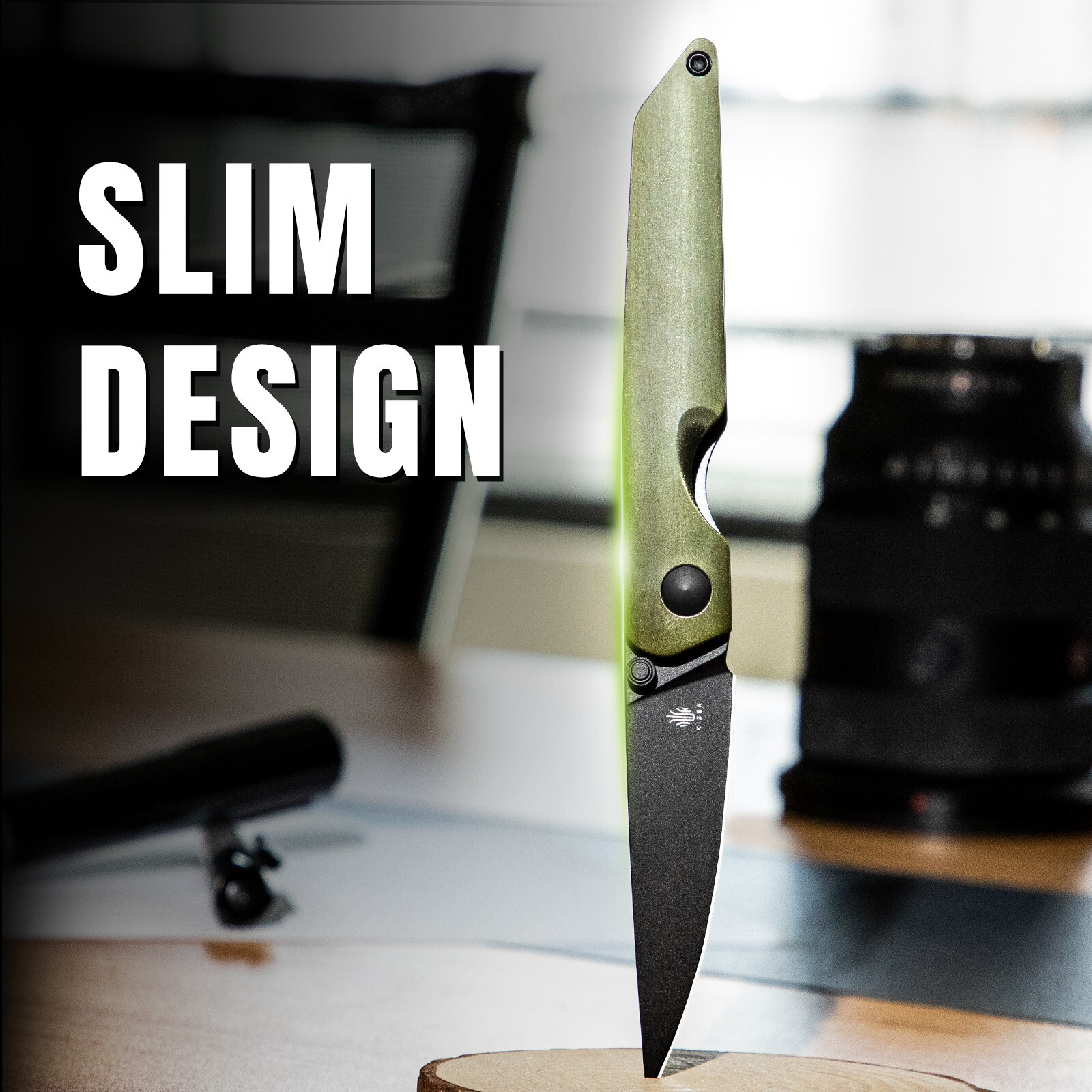 Kizer Shot Drop Point Folding Pocket Knife 154CM Blade Aluminium Handle V3677C2