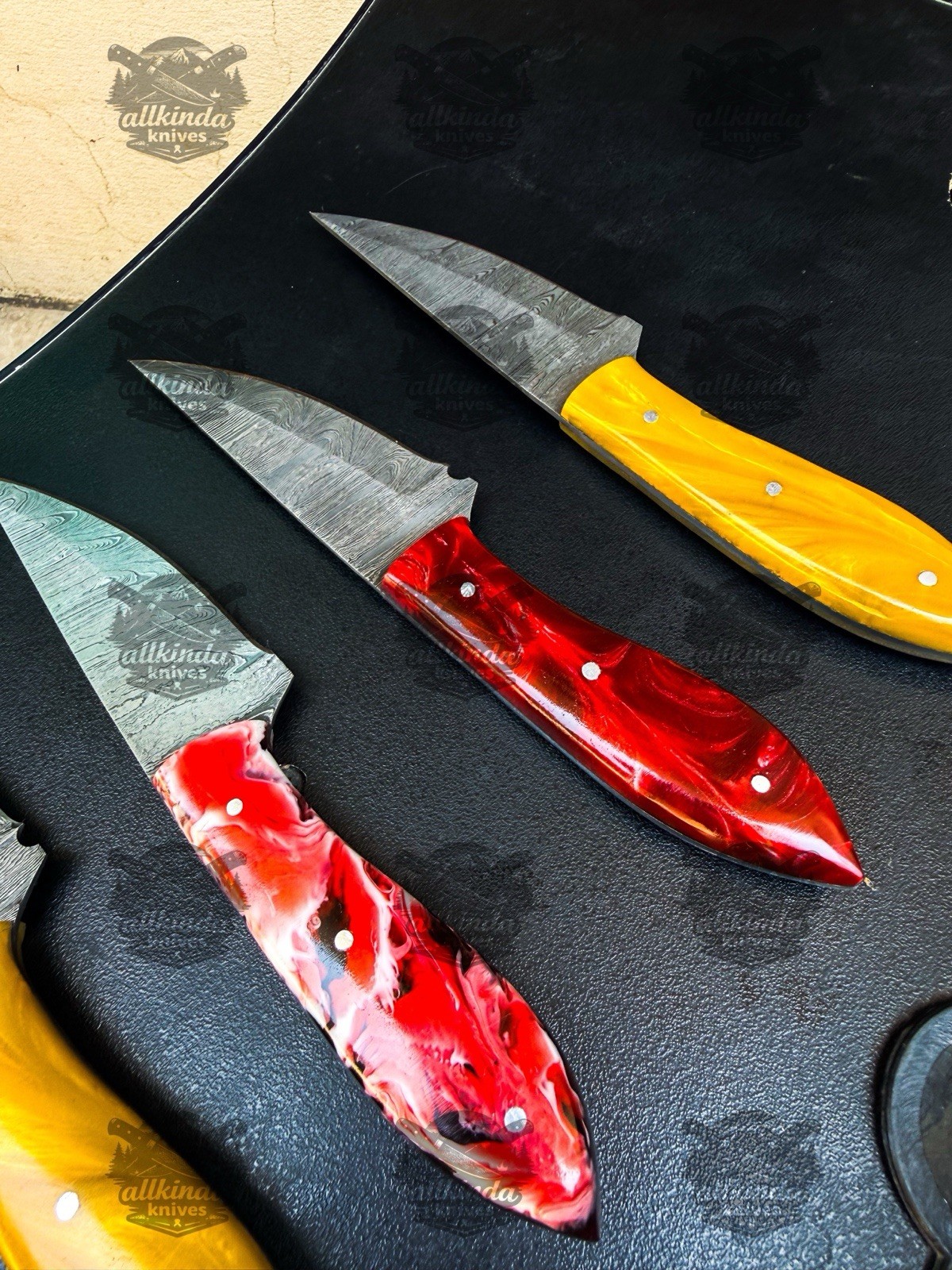 LOT OF 50 8 Inches Handmade Damascus Steel Skinner Knives Rasin Handles