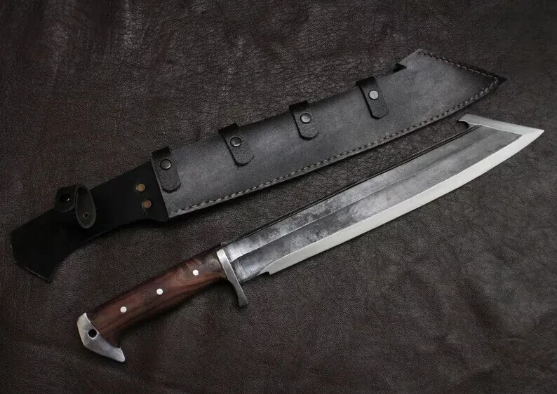 Custom Handmade Carbon Steel Blade Tactical Machete Sword| Hunting Sword Camping