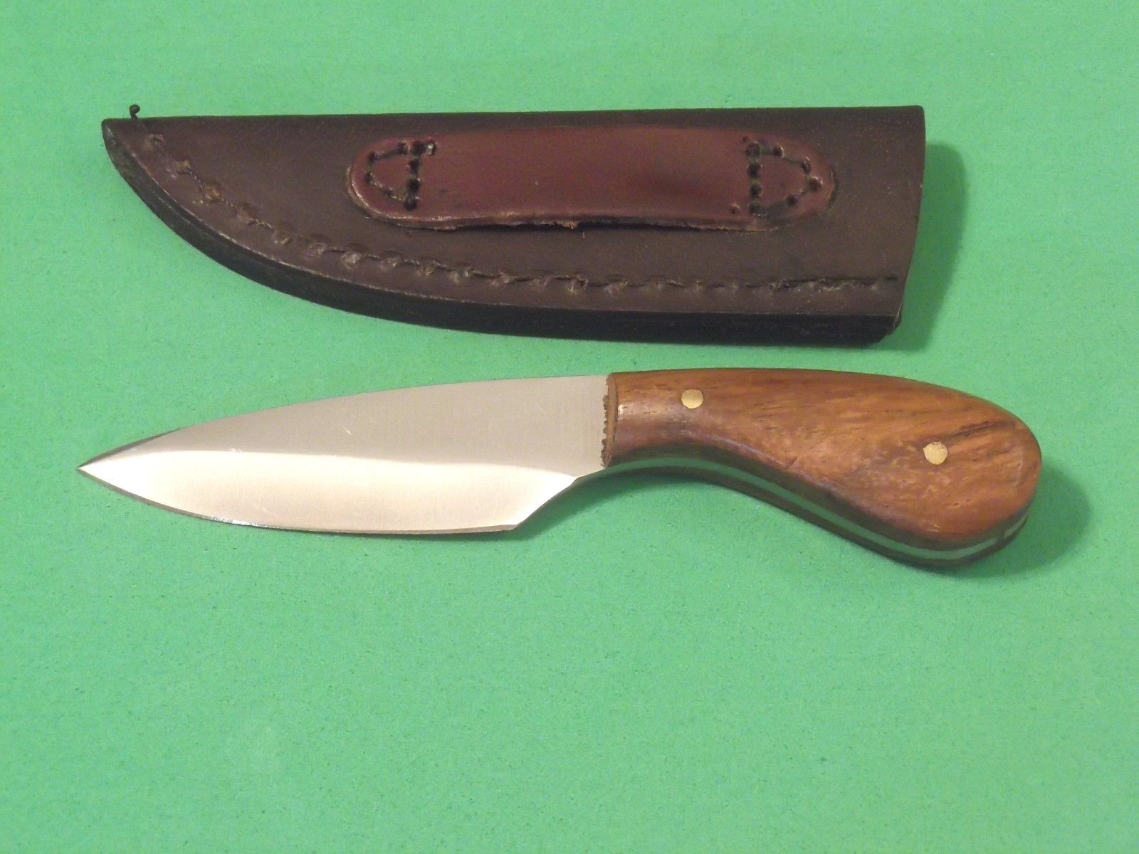 DROP POINT PATCH KNIFE DH7989 brown wood full tang 4 3/8″ overall PA7989 NEW!