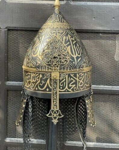 Arabic Calligraphy Helmet Warrior Islamic Helmet Sultan Chain Mail Helmet