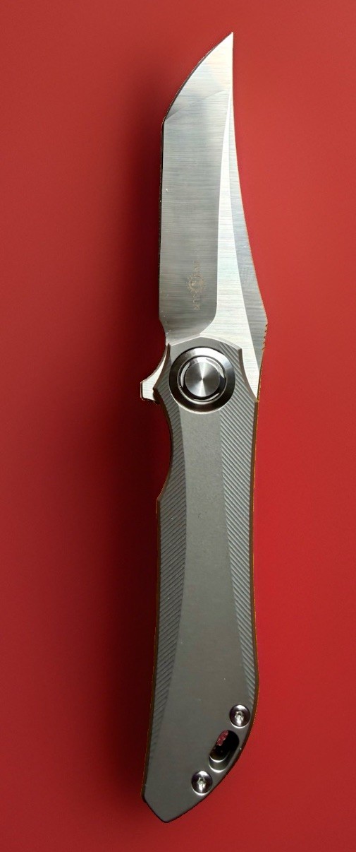 TwoSun TS195 Flipper Knife Titanium Handle M390 Reverse Tanto Blade – NIB