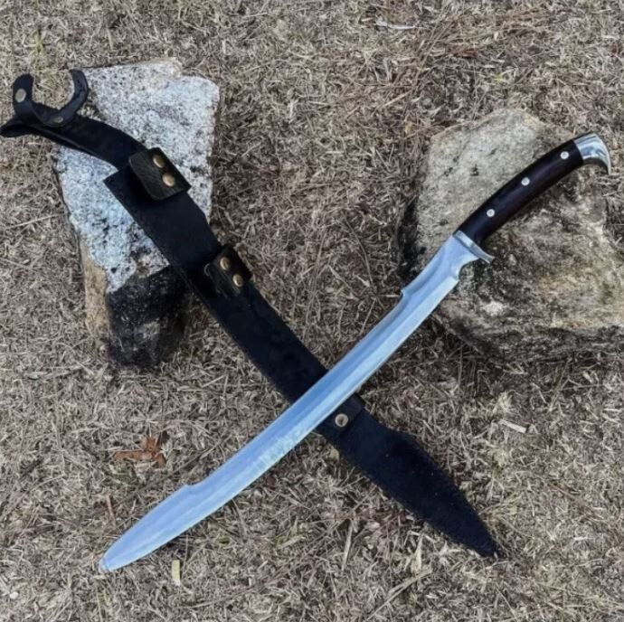 Custom Handmade Carbon Steel Blade Sirupate Machete Sword| Hunting Knife Camping