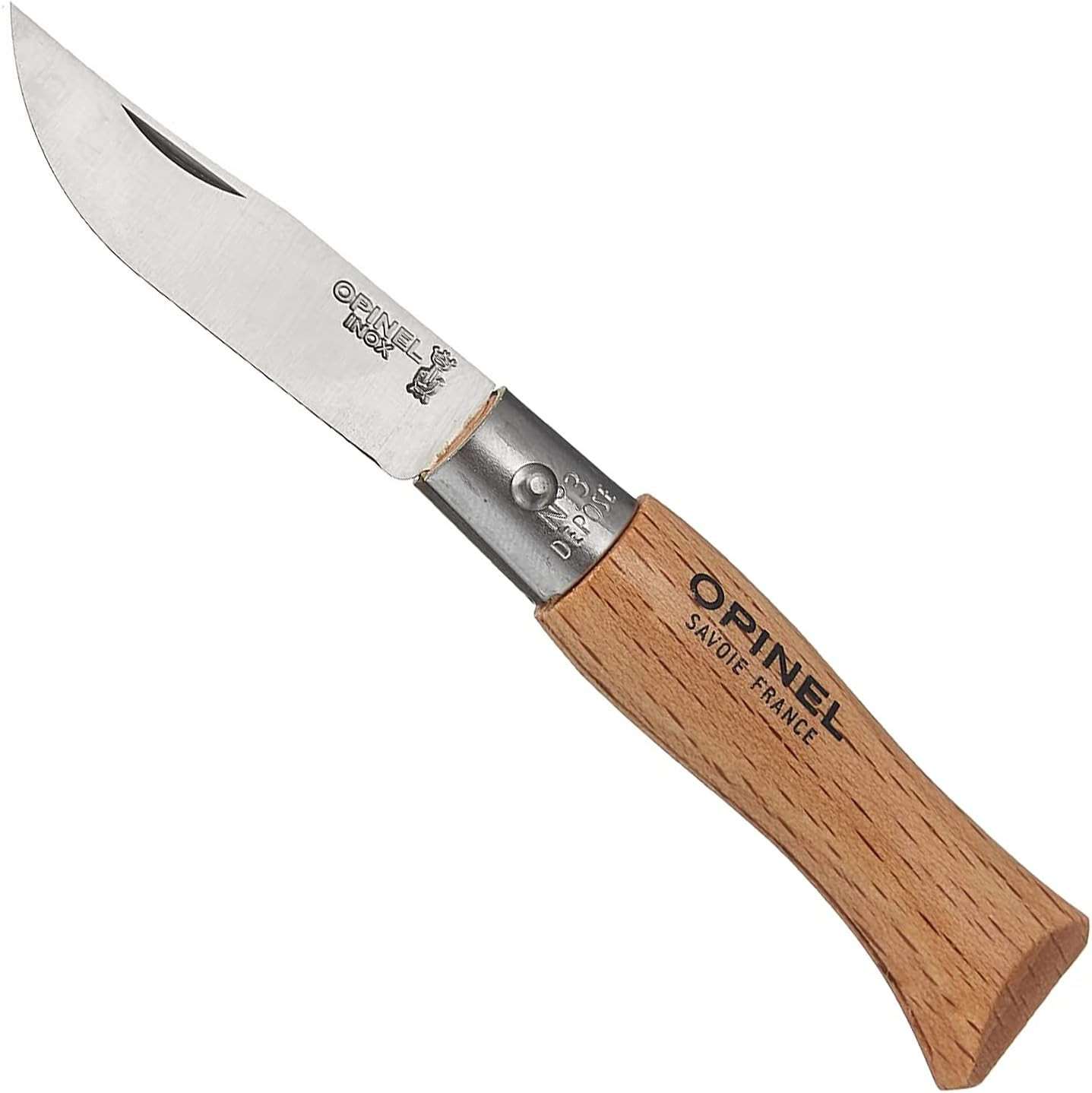 Stainless Steel Inox Folding Knife with Beechwood Handles Sizes No.02 to No.05