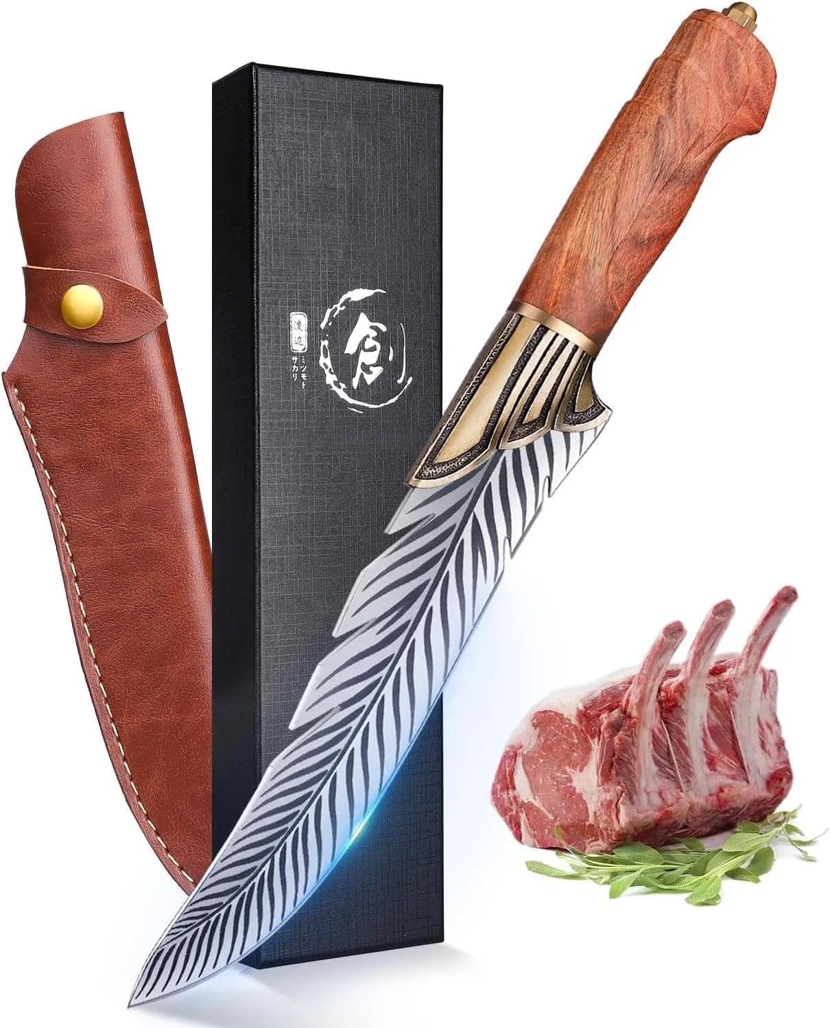 Feather Knife, 6.5″ Hand – Forged High Carbon Steel Viking Boning Knife with …