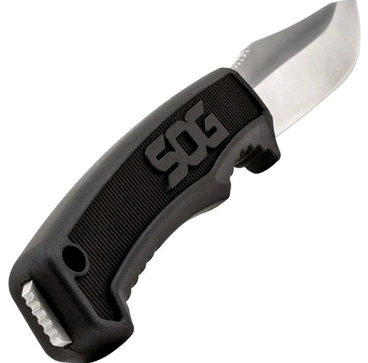 SOG Field Fixed Blade Knife 7Cr17MoV Steel Full Tang w/ Sheath Black TPR 4″