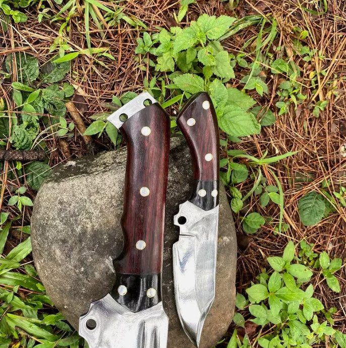 Custom Handmade Carbon Steel Blade Survival Bowie Knife- Hunting Knife Camping