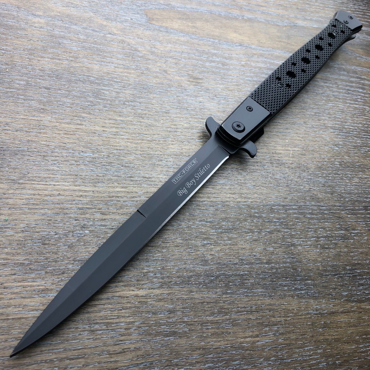 TAC FORCE 13″ Extra Large HARDWOOD Spring Assisted Open STILETTO Pocket Knife