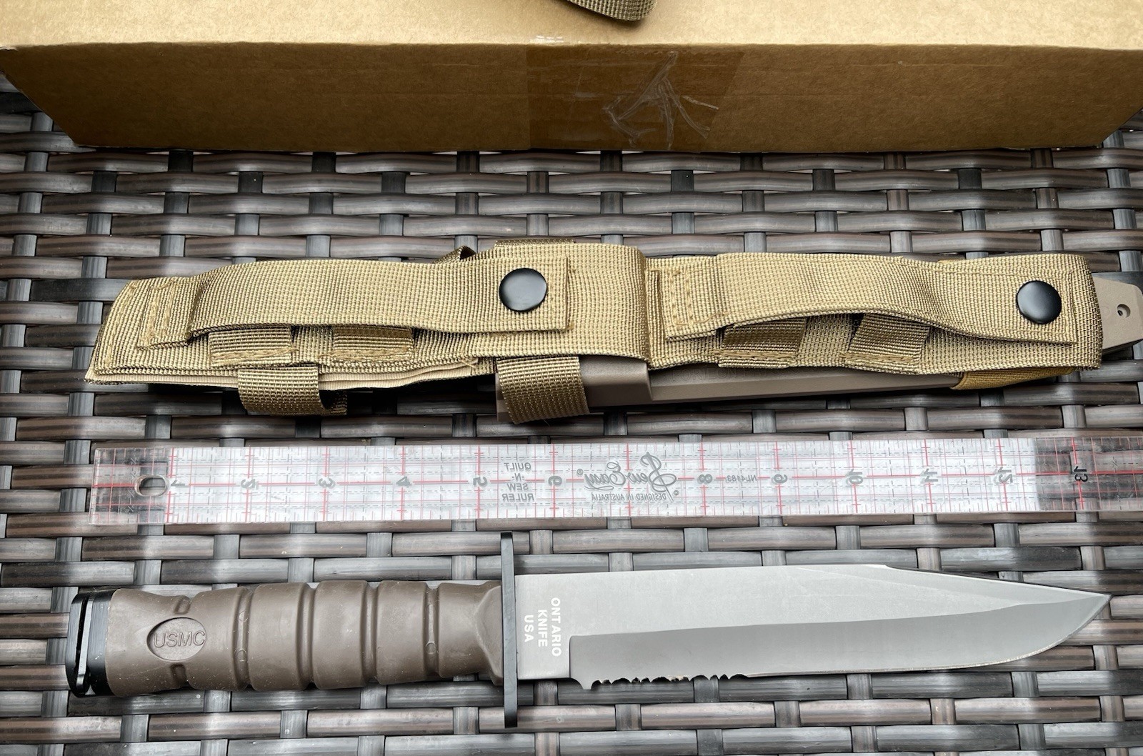 Ontario Knife OKC3S USMC Combat 8″ Blade and Scabbard Brown