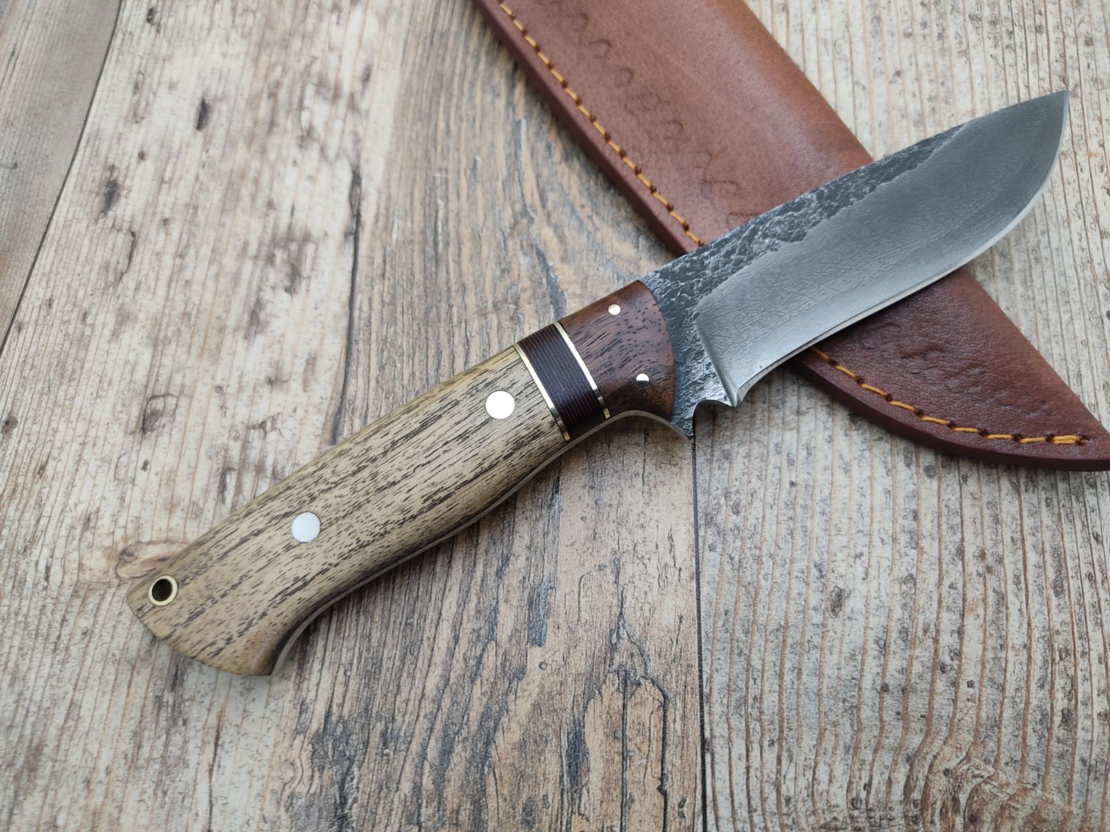 Custom Handmade 1095 High Carbon Steel Fixed Blade Hunting Knife Wood Handle