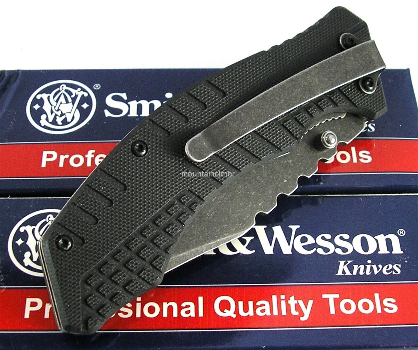 Smith & Wesson Border Guard Blackwashed Clip Point 7.9″ / 4.5″ G10 Knife SWBG9BS