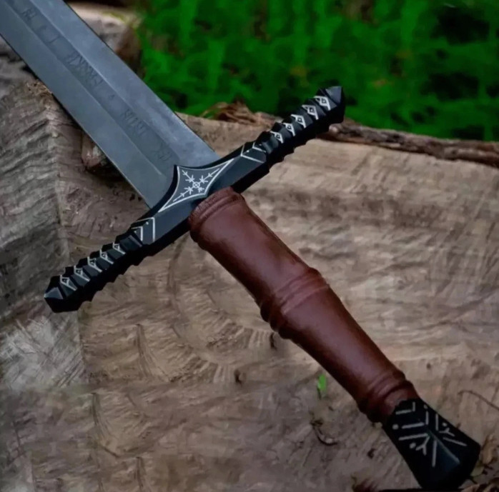 Hand Forged Carbon Steel Viking Sword Battle Ready Medieval Sword With Scabbard.
