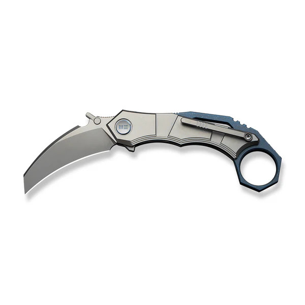 WE Knife Tayra Karambit 24069-2 Gray & Blue Titanium M390 Stainless Steel Knife